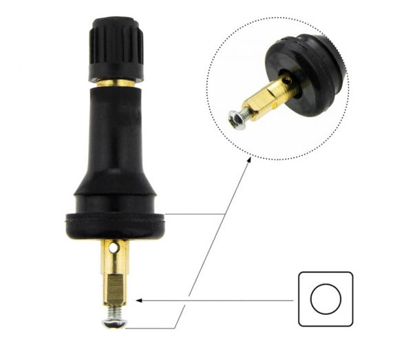 17-50395 Tire Valve for Tire Pressure Sensor TRW and Continental, TPMS Snap-in Rubber Valves for Dodge and Jeep VS-65 Square Key